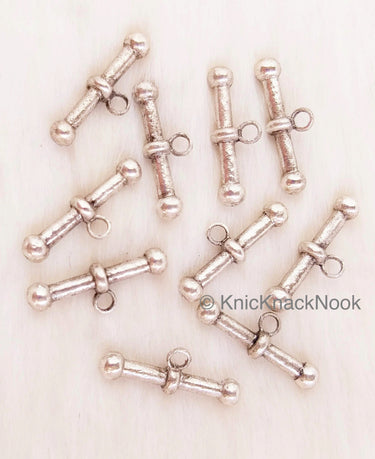 Antique Bronze / Silver Zinc Alloy Bar Charm Pendant, Metal Buttons, Charms